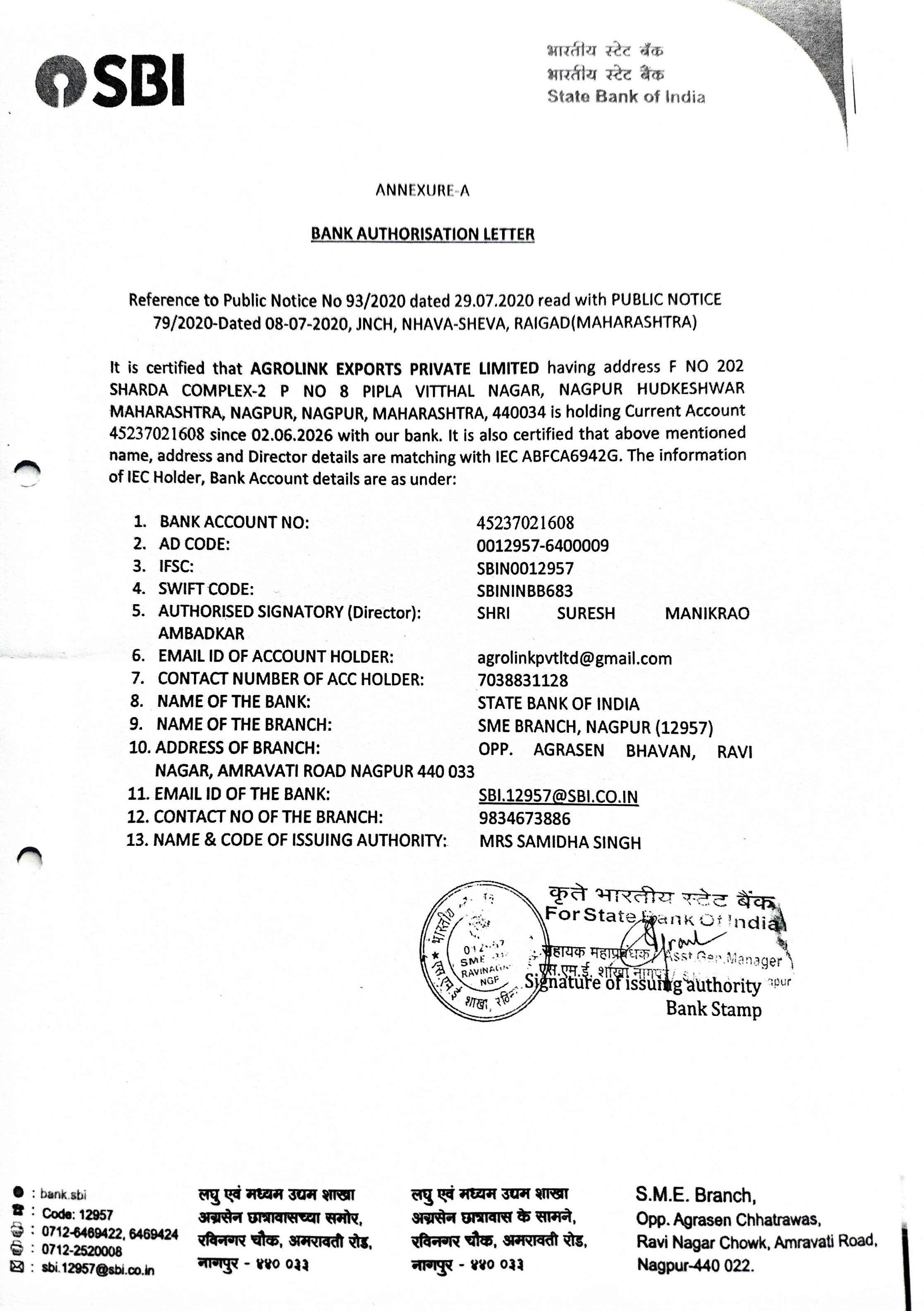 Bank Authorization Letter